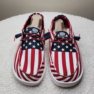 NWT Womens Hey Dude Wendy Americana American Flag Size 11